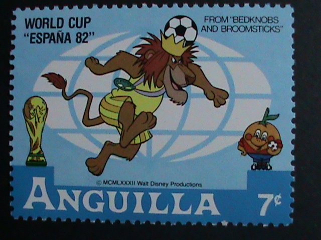 ​DISNEY-ANGUILLA STAMP-1982- DISNEY CARTOON-WORLD CUP SOCCER SPAIN'82 SET VF