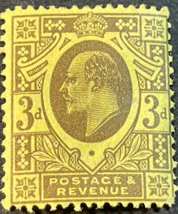 GREAT BRITAIN # 132-MINT/HINGED----SINGLE----VIOLET ON YELLOW-----1902-11