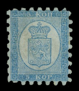 FINLAND  1860  Coat of Arms  5k blue, bluish - type I - Scott 4  mint NG  F/VF