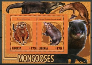 Liberia 2014 MNH Mongooses 2v S/S II Wild Animals Meerkat Alexander's Kusimanse