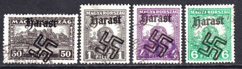 HUNGARY WW2 HARAST OVERPRINTS CDS F/VF TO VF SOUND x4 DIFFERENT $$$$$$$