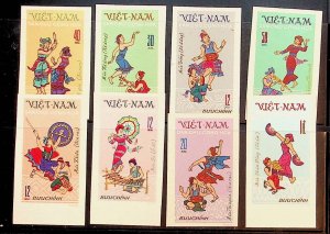 NORTH VIET NAM Sc 677-84 NH IMPERF ISSUE OF 1972 - DANCERS - COSTUMES