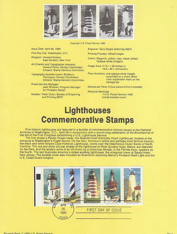 U.S. Souvenir Page SP897 Lighthouses 2474a  P555