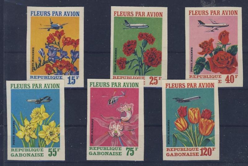 E21525 GABON - IMPERFORATED MNH FLOWER SET