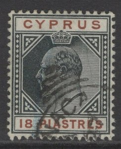 CYPRUS SG58 1904 18pi BLACK & BROWN FINE USED