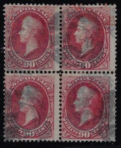 Scott #155 - $1,000.00 – Ave/Fine-used block of 4 – Scarce 90¢ Perry