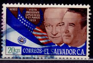 El Salvador 1959, Pres. Eisenhauer & Lemus and Flags, 20c, Scott# C186, used