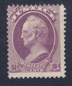 US O32 Mint LH 1873 24¢ Purple JUSTICE DEPT Official Scv $1250.00