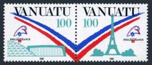 Vanuatu 505 ab pair,MNH.Michel 818-819. PHILEXFRANCE-1989.Eiffel Tower.