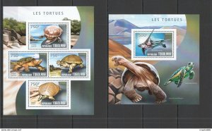 2014 Togo Fauna Reptiles Marine Life Turtles Les Tortues Kb+Bl ** Tg476