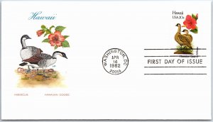 HAWAII STATE BIRD AND FLOWER US COVER FIRST DAY OF ISSUE ON HF CACHET 1982