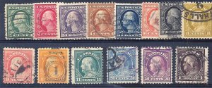 USA 1917-19 Slection of 14 Different used between Scotts 498-518