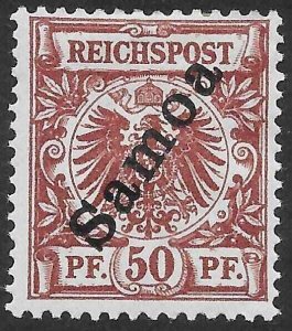 SAMOA (GERMAN) SGG6 1900 50pf CHOCOLATE MTD MINT