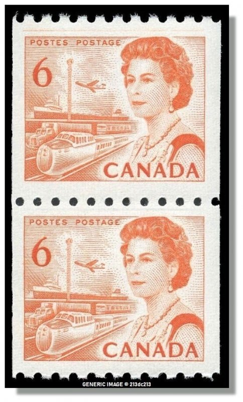 Canada - 468Ai HB, DEX Coil pair MNH - QE II & Transportation (1970) 6¢
