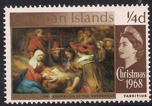 Cayman Islands 1968 - 69 QE2 1/4d  Christmas Shepherds MM SG 215 ( L1236 ) 
