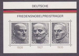 Germany 1203 MNH Nobel Prize Winners Stresemann, Quidde & von Ossietzky Souv Sht