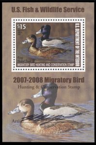 United States, Duck Hunting #RW74a Cat$140, 2007 Ring-necked Duck, signed sou...