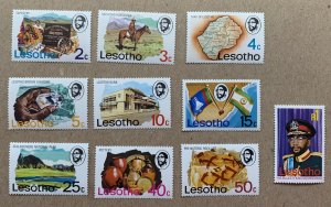 Lesotho 1976 definitive set of 10, MNH. Scott 199-208, CV $8.75