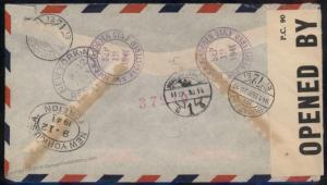 USA 1941 15c Prexie x3 Marosvasarhely Hungary Censor Transatlantic Cover 86033