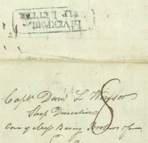 USA GB Cover 1837 *LIVERPOOL SHIP LETTER* Transatlantic Forwarded Captain 34.3