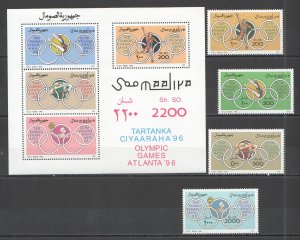 1996 Somalia Olympic Games Atlanta #592-595+Bl38 Michel 17,5 Euro ** Nw1498