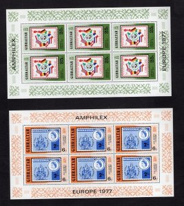 Gibraltar   #356-358  MNH  1977 Amphilex `77 in sheets of 6.   .2 scans