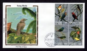 Palau # 102a Song Birds Colorano Silk FDC!