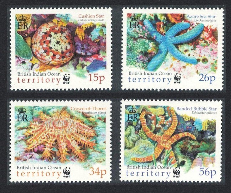 BIOT WWF Sea Stars 4v 2001 MNH SC#231-234 SG#253-256 MI#266-269