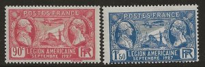 France 243-44  1927  set 2  fine mint NH - Hinged