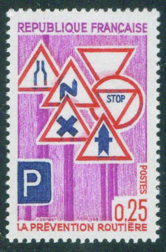 FRANCE Scott 1203 MNH** Road safety sign stamp 1968