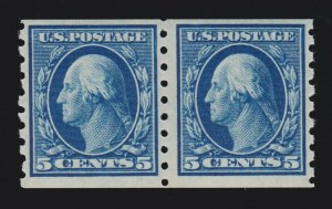 US 396 5c Washington Pair Mint F-VF OG NH SCV $375