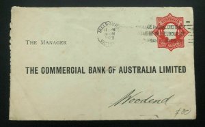 1929 Melbourne Australia Stationary Commercial Bank Cover To Woodend