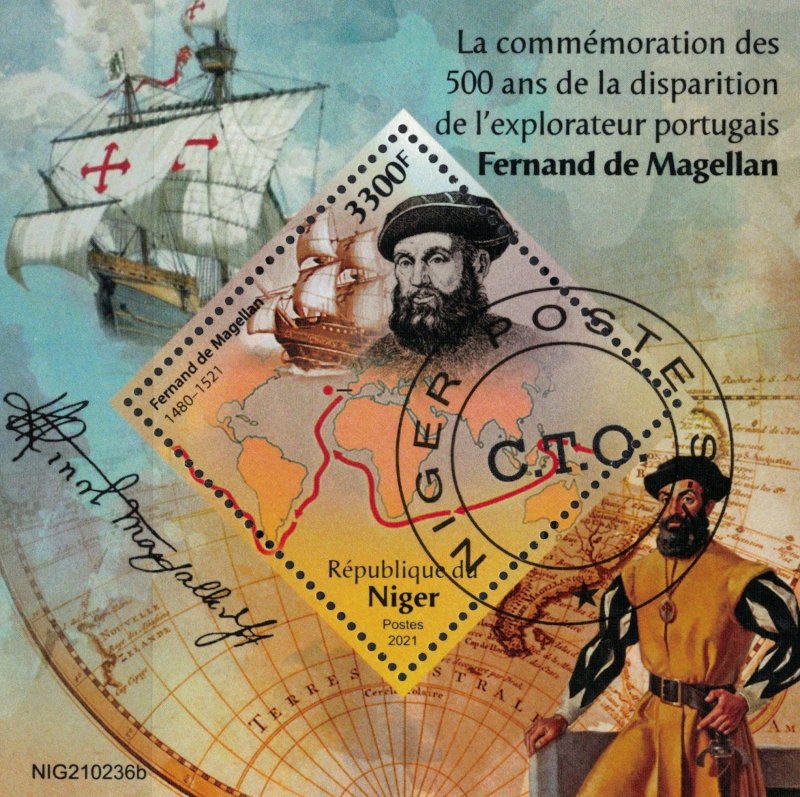 NIGER 2021 - Great explorers, Magellan/minisheet