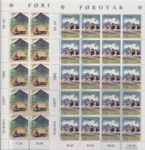 1990 EUROPE CEPT Faeroer Minifogli Postal Buildings MNH**