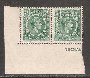 Jamaica #116 (SG #121) VF MNH PAIR - 1938-51 1/2p King George VI