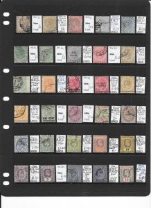 MALAYA STRAITS SETTLEMENTS S/SHEET CONTAINING 30 MAINLY USED QV/KE7 PTSA £65+