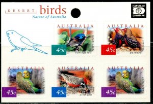 AUSTRALIA Sc#1995h 2001 Desert Birds ‘HAFNIA 01’ SA Bklt Pane 0f 5 (4 Diff) MNH