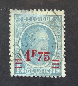 Belgium 1927 Scott 194 used -  1.75fr on 1.50fr,  King Albert