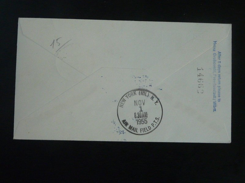 first flight cover Berlin DDR to New York via Wien Pan American 1955