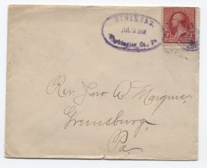 1891 Dinsmore PA county name oval handstamp 2ct small banknote cover [S.4342]