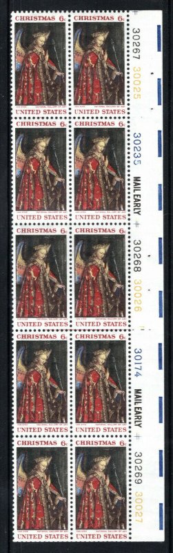 1363 MNH Christmas Angel, tagged, plate strip 20 - see scan