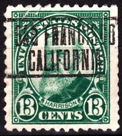 USA Precancels CA 1926 Sc622 13c Harrison. SAN FRANCISCO / CALIFORNIA Uppercase