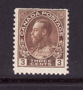 Canada-Sc#108b-Unused 3c yellow brown Admiral-hinged-1918-