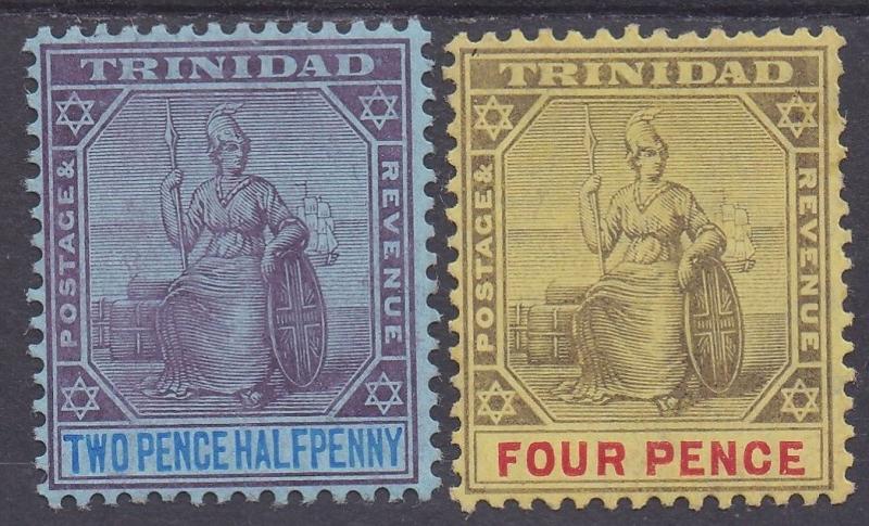 TRINIDAD 1904 BRITANNIA 21/2D AND 4D WMK MULTI CROWN CA