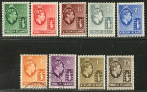 VIRGIN IS. Sc#76-84 SG110-118 1938 KGVI Part Set to 2sh6p OG Most Mint Hinged