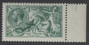 SG 404 £1 blue-green. A pristine unmounted mint marginal example.