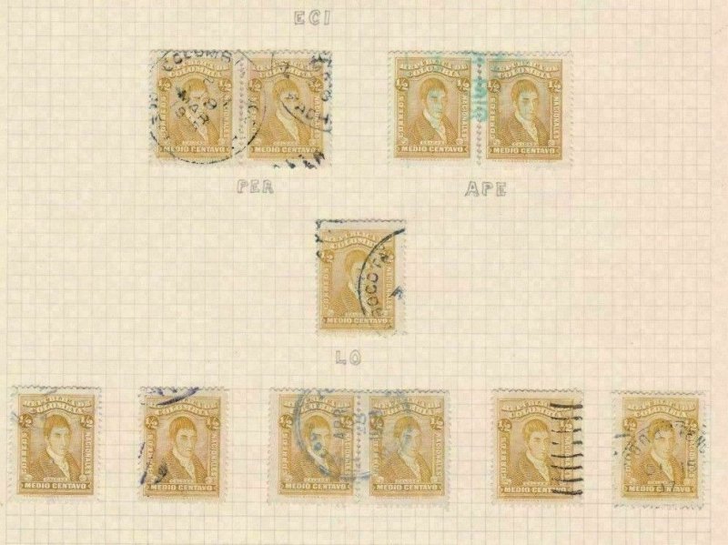 COLOMBIA 1917 STAMPS STUDY ON 1 PAGE MOUNTED MINT & USED  REF 5322