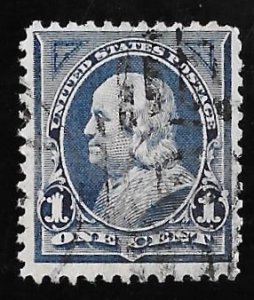 264 1 cent Fancy Cancel Franklin, Deep Blue Stamp used F