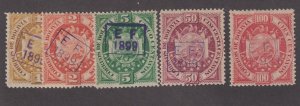 Bolivia Scott # 55 - 59 set F-VF OG mint hinged nice color cv $ 167 ! see pic !