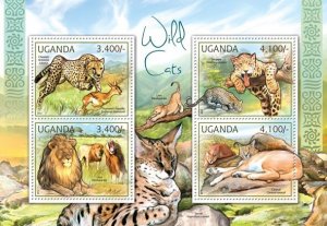 UGANDA - 2012 - Wild Cats - Perf 4v Sheet - Mint Never Hinged